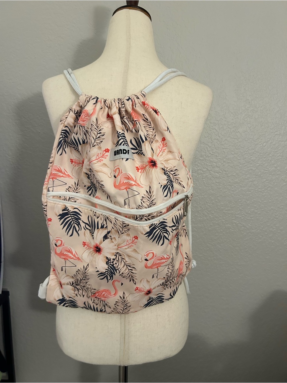 Flamingo Drawstring Backpack - Pink Tropical Print